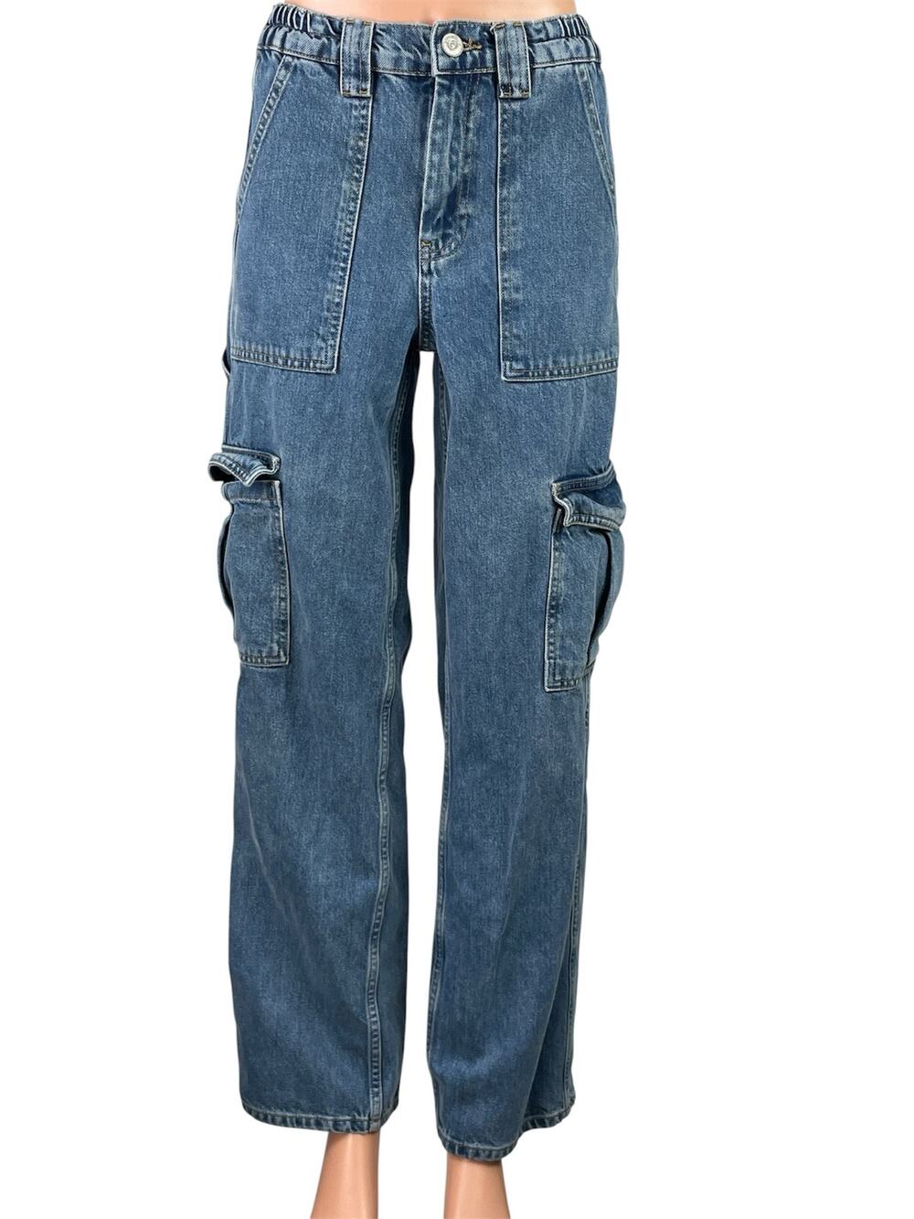 Urban Outfitters BDG Women's Blue Cargo High Rise Straight Denim Jeans Size 25